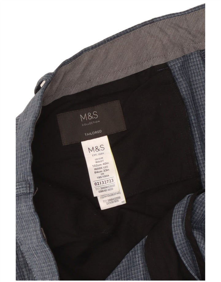 Marks & Spencer Ανδρικό κωνικό παντελόνι W40 L33 Blue Check
