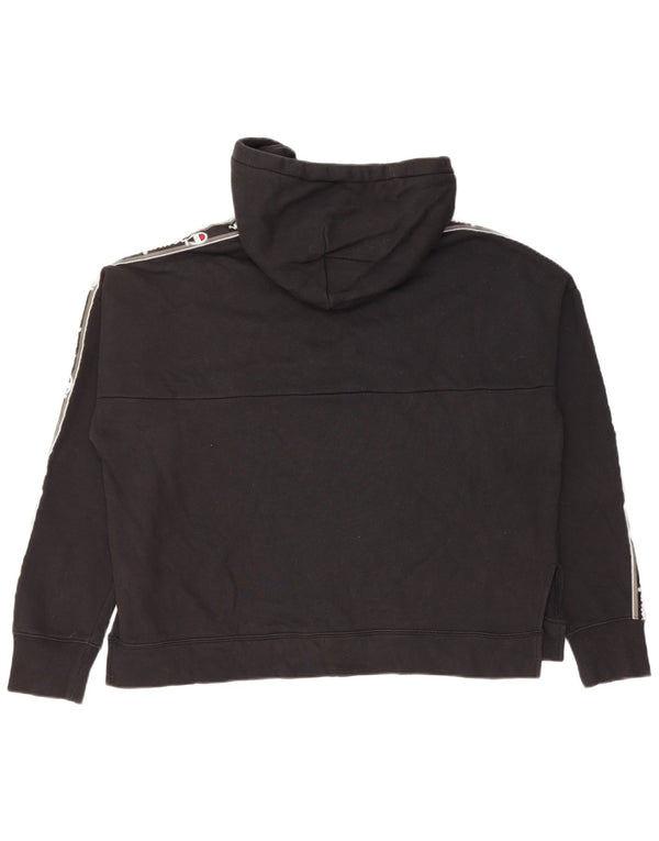 Champion Womens Graphic Oversized Hoodie Jumper UK 14 Medium Black Cotton