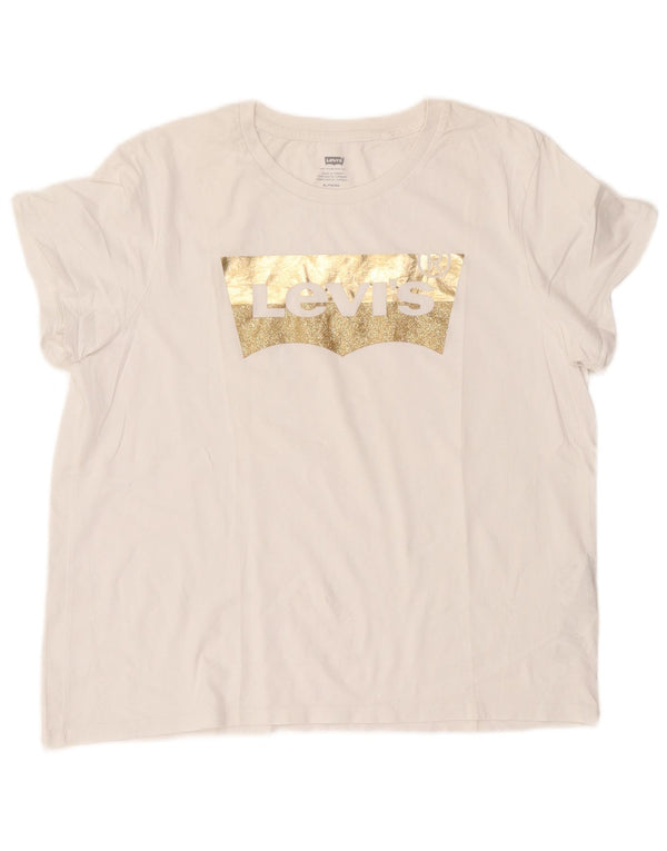 Γυναικείο γραφικό T-Shirt Levi's Top UK 18 XL Λευκό βαμβακερό