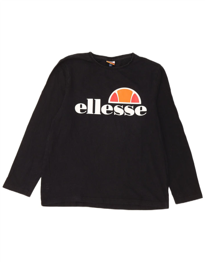 Ανδρικό γραφικό τοπ Ellesse Μακρυμάνικο μεγάλο μαύρο βαμβακερό
