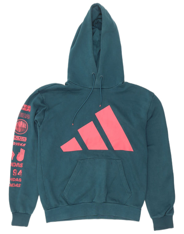 Ανδρικό γραφικό κουκούλα Adidas Μικρό μπλε βαμβακερό