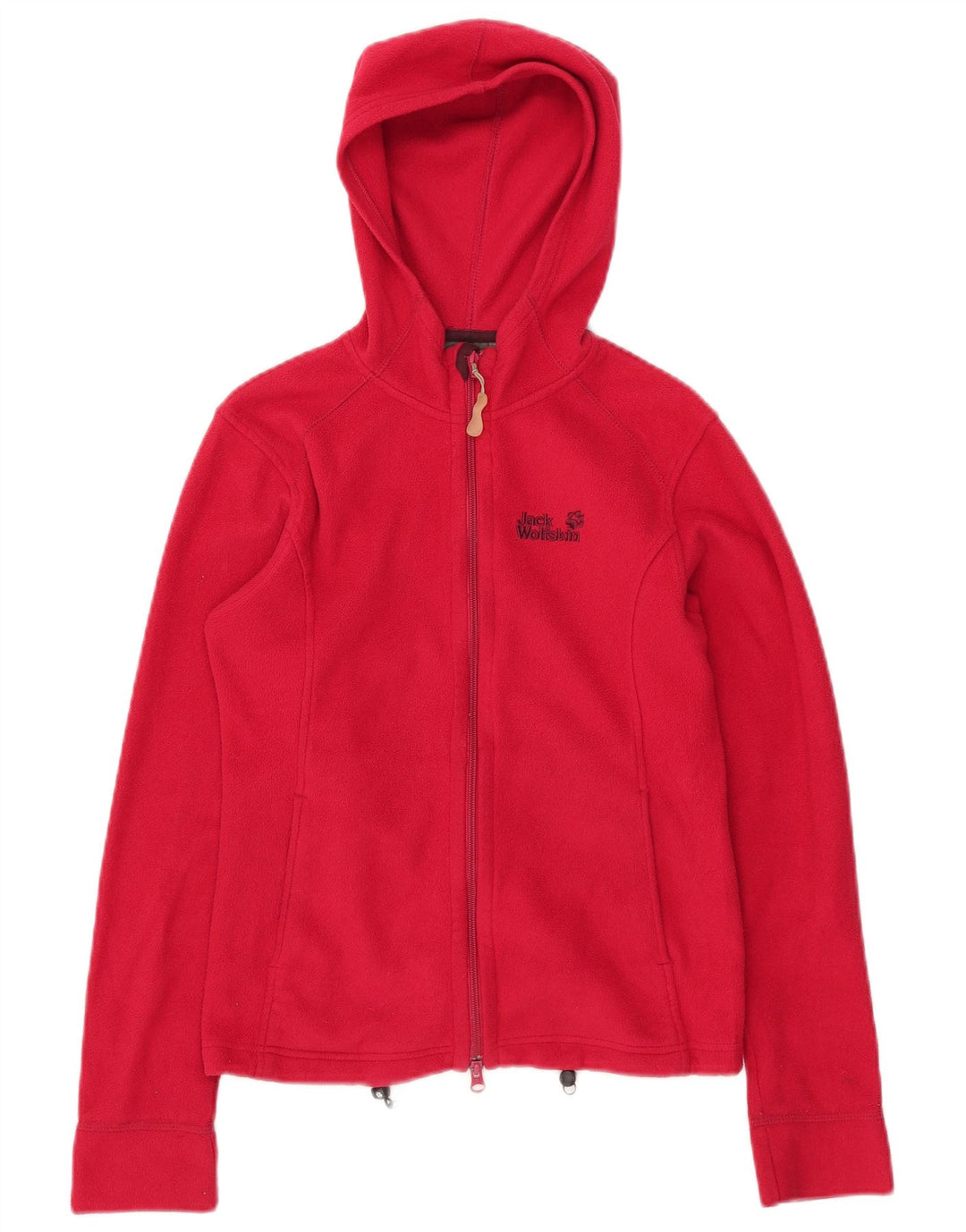 JACK WOLFSKIN Γυναικείο Μπουφάν Fleece με κουκούλα γραφικό UK 10 Small Red