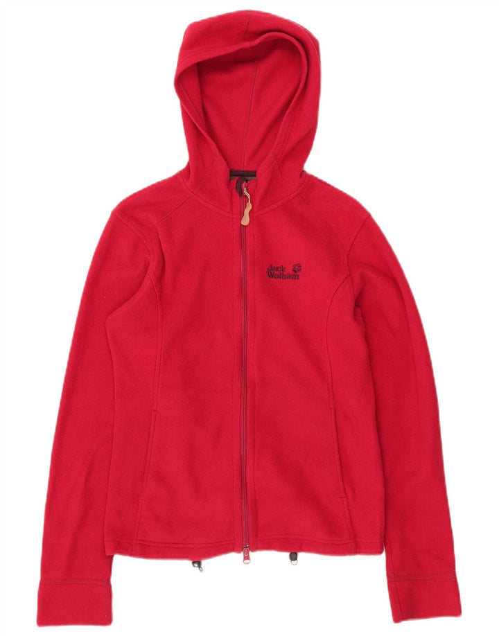 JACK WOLFSKIN Γυναικείο Μπουφάν Fleece με κουκούλα γραφικό UK 10 Small Red