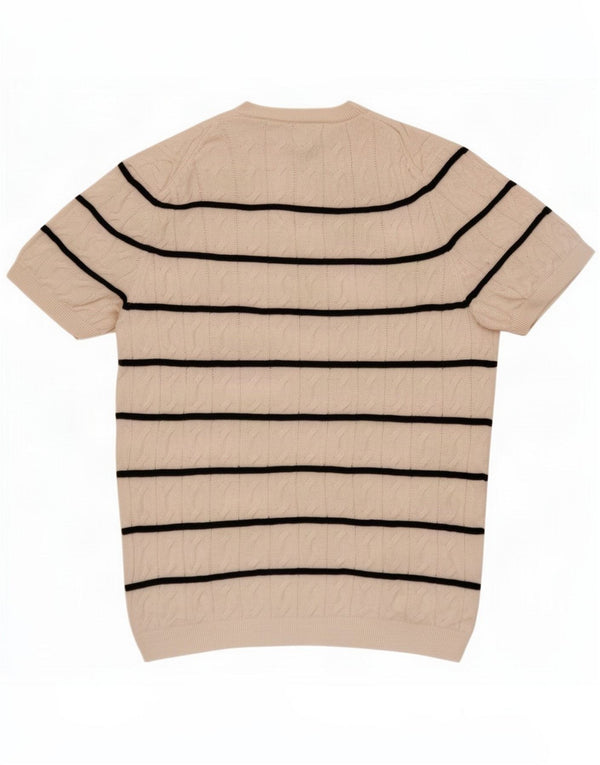 Massimo Dutti Γυναικείο πουλόβερ με λαιμόκοψη UK 16 Large Off White ριγέ