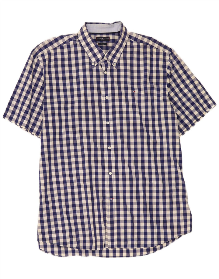 Ανδρικό πουκάμισο Tommy Hilfiger, μέγεθος 45 18 2XL Navy Blue Gingham