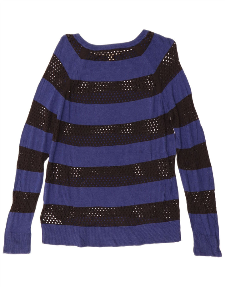 MICHAEL KORS Γυναικείο πουλόβερ με λαιμόκαυστο UK 12 μεσαίο μπλε ριγέ