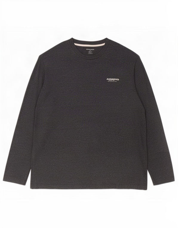 Ανδρικό μπλουζάκι Jack & Jones μακρυμάνικο 2XL γκρι βαμβακερό