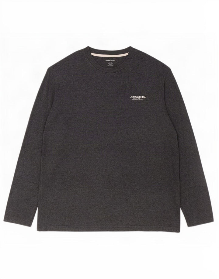 Ανδρικό μπλουζάκι Jack & Jones μακρυμάνικο 2XL γκρι βαμβακερό