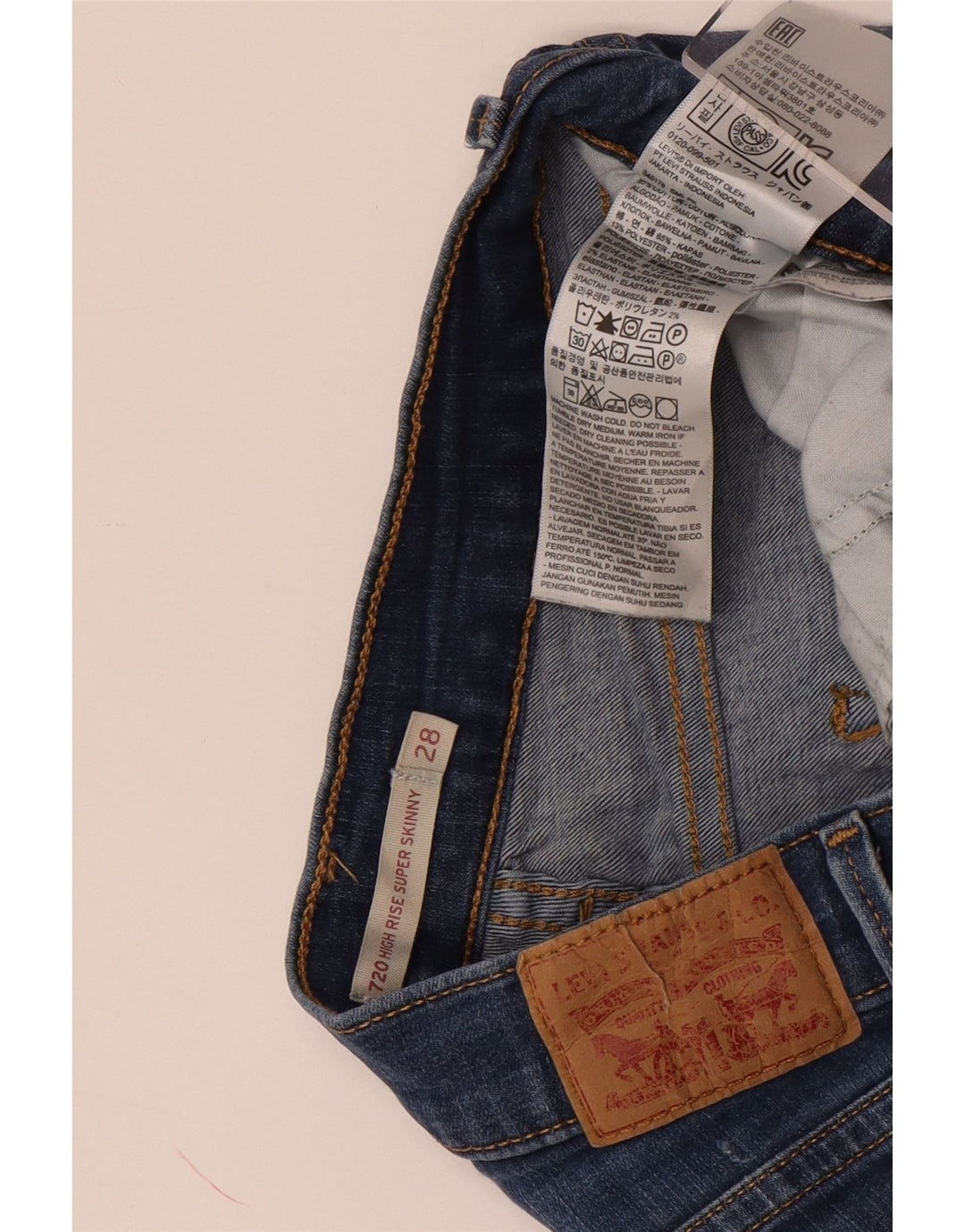 LEVI'S Γυναικεία Σορτς Τζιν 720 Υψηλικής Μέσης W28 Μέτριο Μπλε Βαμβάκι