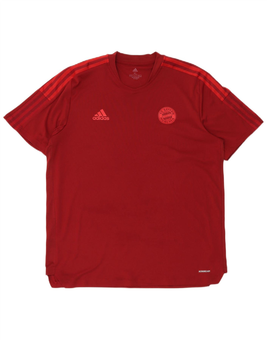 ADIDAS Mens FC Bayern Munchen T-shirt Top XL Βουργουνδίας Πολυεστέρας