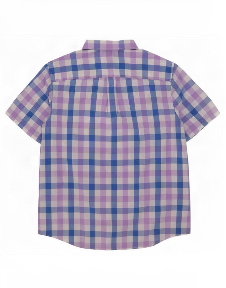 Chaps Mens Easy Care κοντομάνικο πουκάμισο 2XL μπλε βαμβακερό Gingham