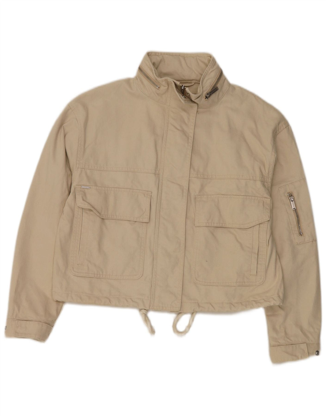 Superdry Γυναικείο Crop Oversized Utility Jacket UK 8 Small Beige βαμβακερό