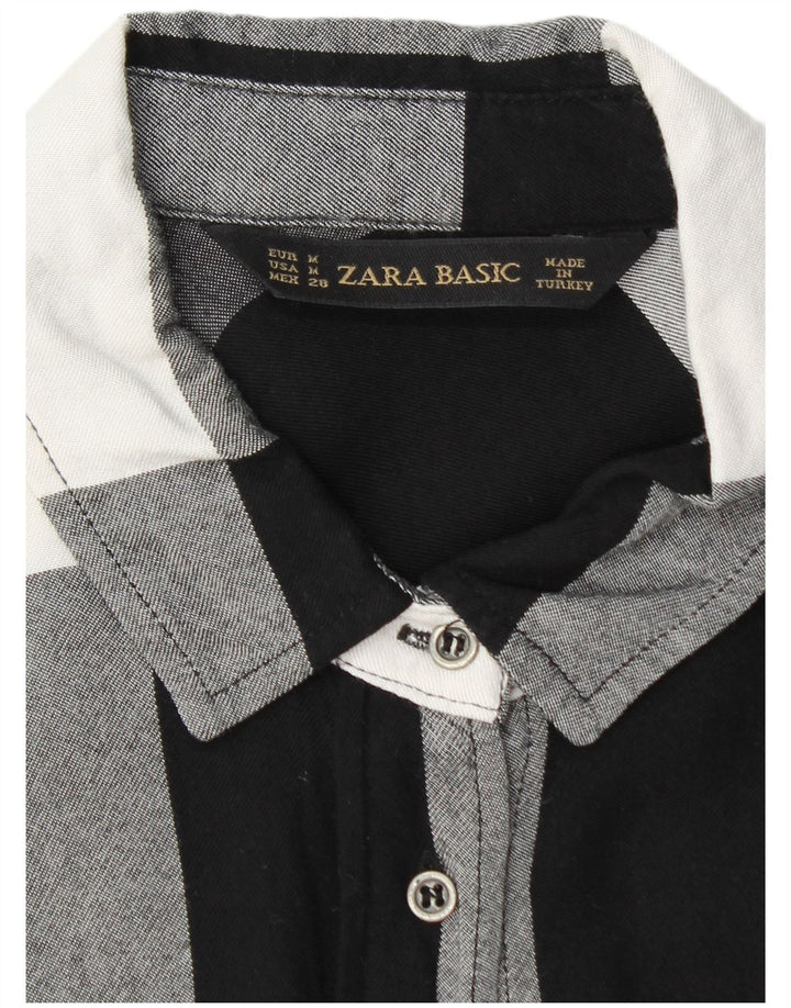 Zara Γυναικείο πουκάμισο UK 12 Medium Black Gingham