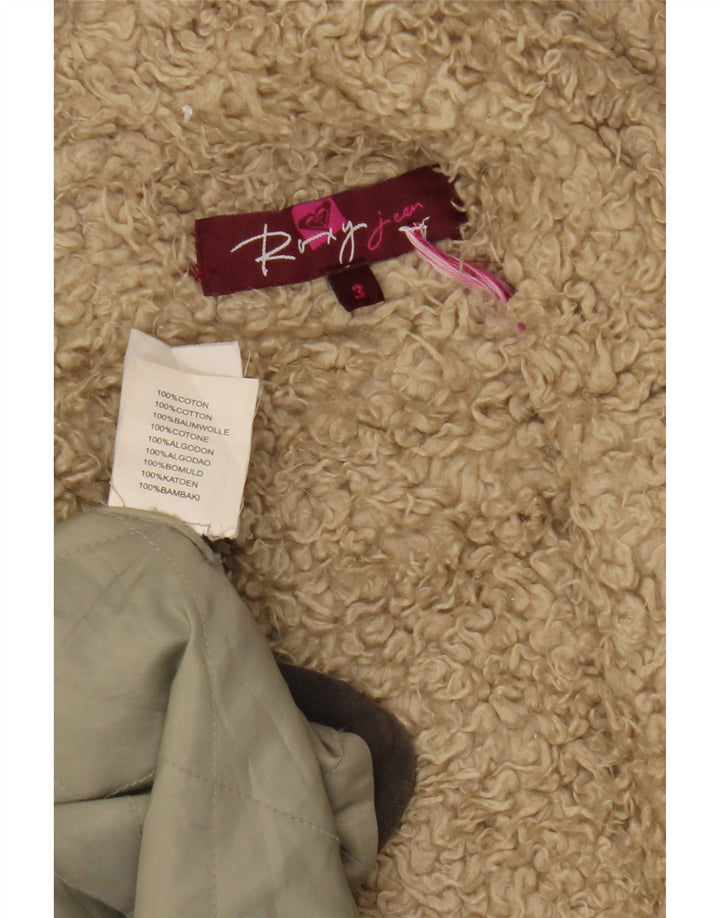 Γυναικείο μπουφάν ROXY με κουκούλα Sherpa Parka UK 14 μεσαίο βαμβακερό γκρι