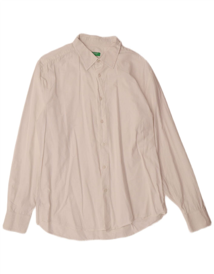 BENETTON Mens Shirt XL White Cotton