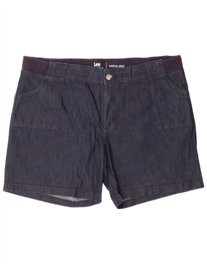 LEE Womens Riders Ψηλόμεσο τζιν σορτς US 22 2XL W44 L7 Navy Blue Cotton