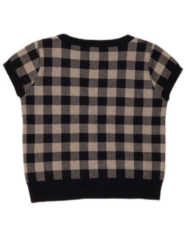 Topshop Γυναικείο πουλόβερ με λαιμόκοψη με λαιμόκοψη UK 10 Small Navy Blue Gingham