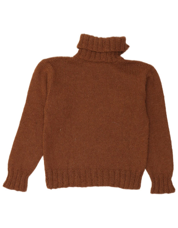 Vintage Womens Roll Neck Jumper Sweater UK 12 Medium Brown