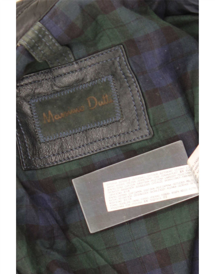 Massimo Dutti Ανδρικό Δερμάτινο Μπουφάν UK 42 XL Μαύρο Sheepskin