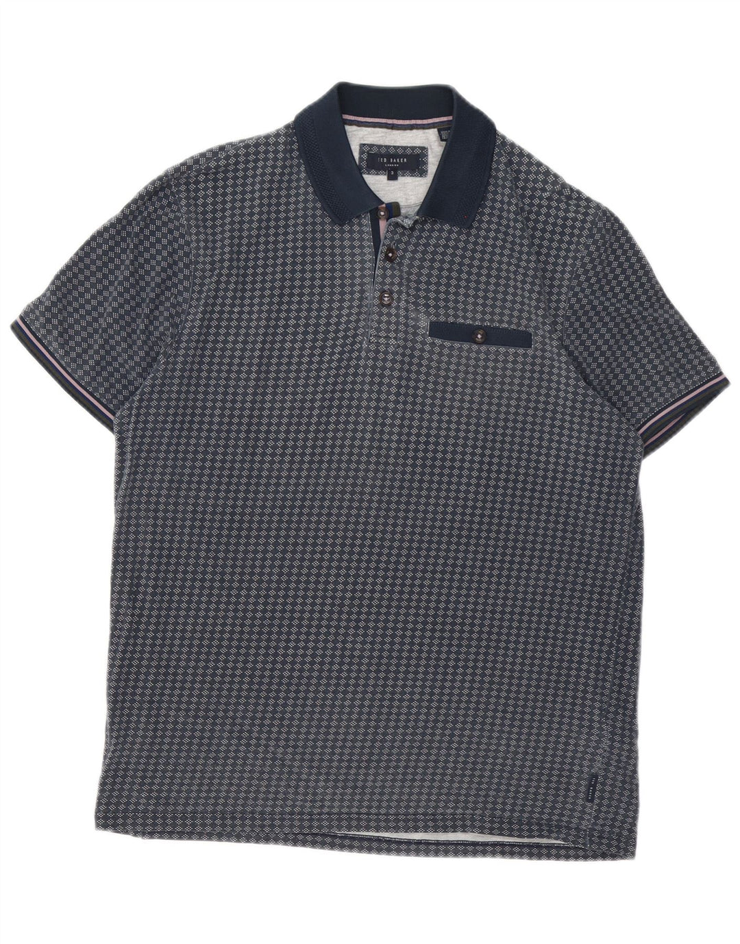 Ted Baker Ανδρικό πουκάμισο Polo Νούμερο 3 Medium Navy Blue γεωμετρικό