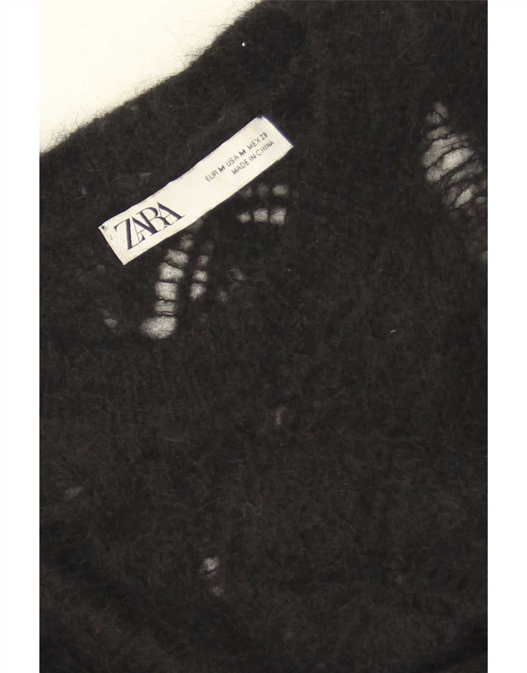 Zara Γυναικείο πουλόβερ με λαιμόκοψη UK 14 Medium Μαύρο