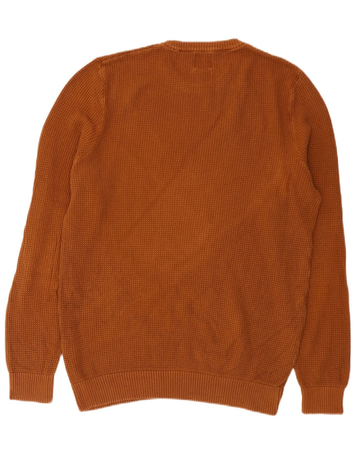 Ανδρικό πουλόβερ Zara Crew Neck Jumper Μεγάλο Καφέ Βαμβακερό