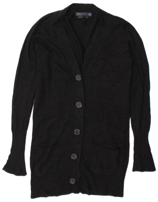 Zara Γυναικεία Ζακέτα Longline UK 14 Medium Black Silk