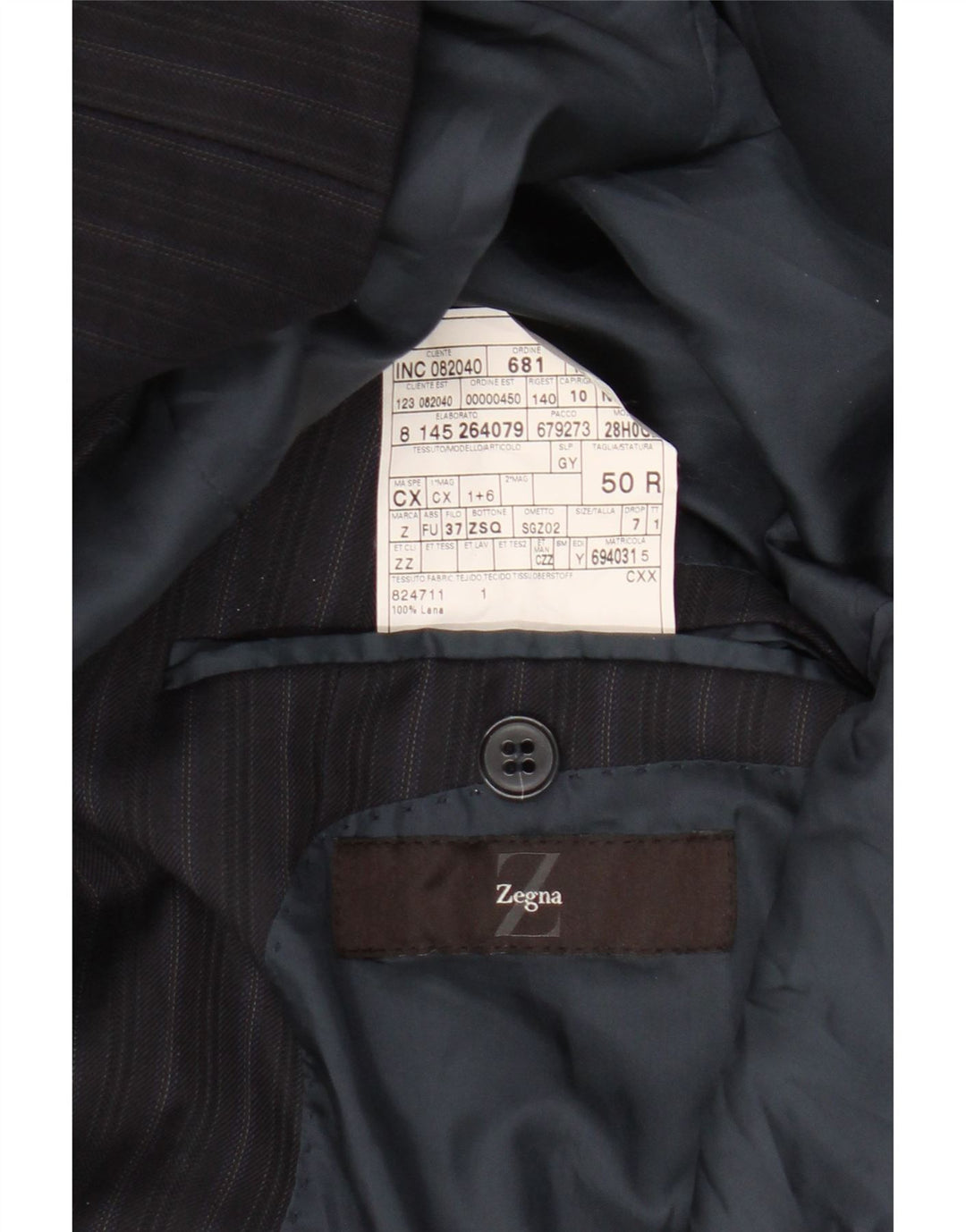 Zegna Ανδρικό σακάκι με 3 κουμπιά σακάκι IT 50 Μεγάλο γαλάζιο μαλλί με ρίγες