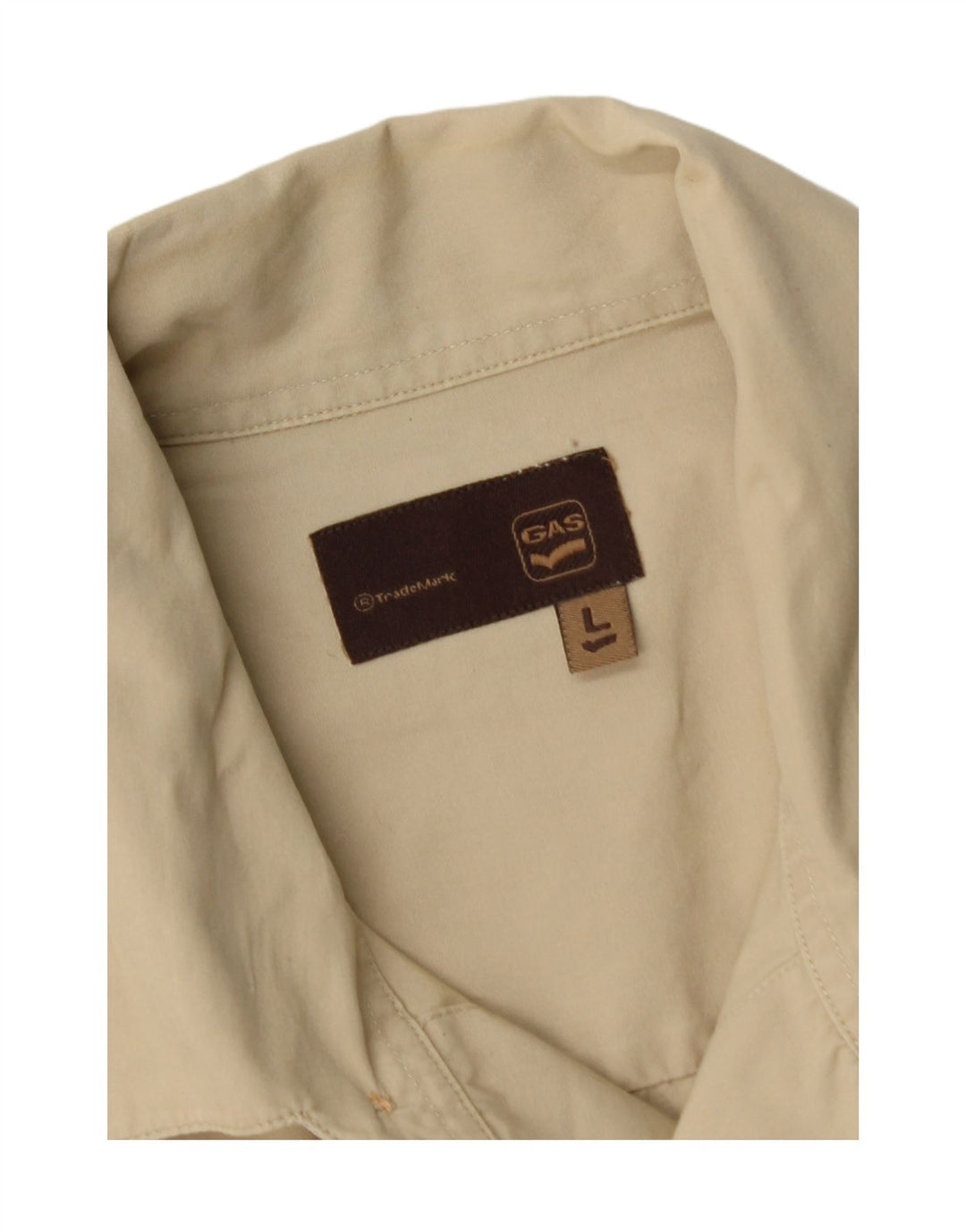 GAS Mens Short Sleeve Shirt Large Beige Cotton