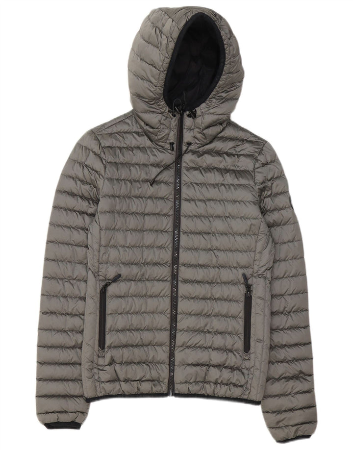 Superdry γυναικείο μπουφάν με κουκούλα UK 8 Μικρός Γκρι Πολυεστέρας