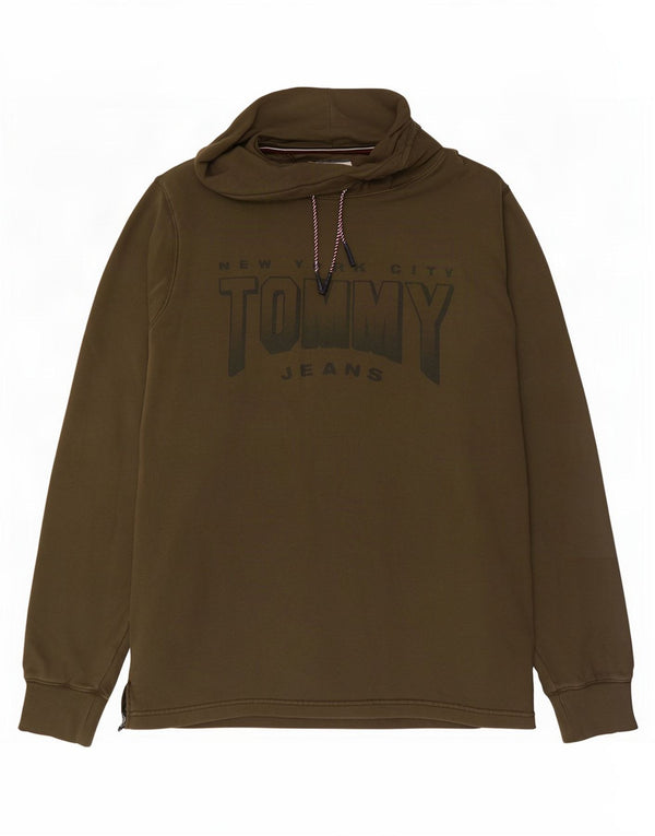 Tommy Hilfiger Ανδρικό γραφικό φούτερ με ρολό λαιμόκοψη Jumper XL Χακί βαμβακερό