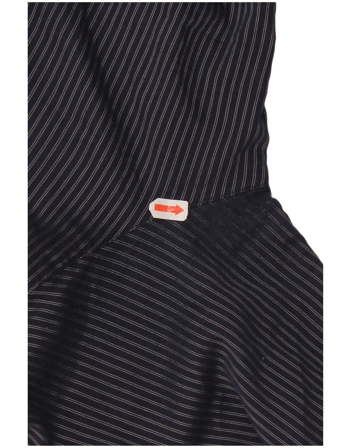 Armani Ανδρικό καρό πουκάμισο κανονικής εφαρμογής Μεγάλο μπλε ναυτικό ριγέ πολυεστέρα