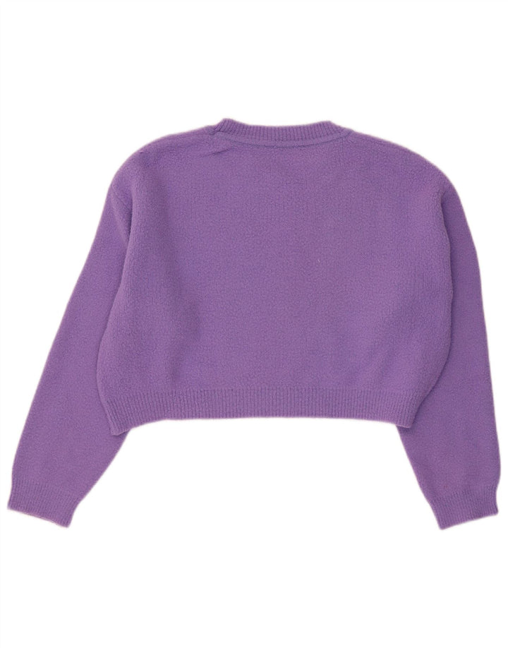 Γυναικείο πουλόβερ ZARA Crop Oversized Crew Neck Jumper UK 10 Small Purple
