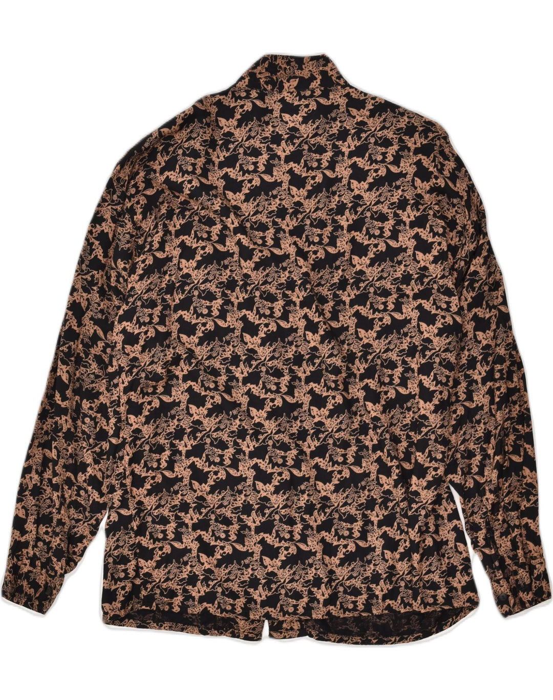 VINTAGE Womens Shirt UK 16 Large Brown Floral Viscose | Vintage Vintage | Thrift | Second-Hand Vintage | Used Clothing | Messina Hembry 