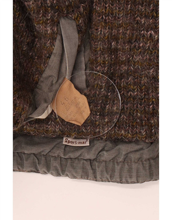 Vintage Ανδρικό πλεκτό Reversible Bomber Jacket IT 46 Small Brown Wool