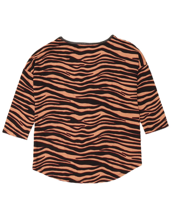Oasis γυναικείο υπερμεγέθη μανίκι 3/4 UK 10 Small Brown Animal Print