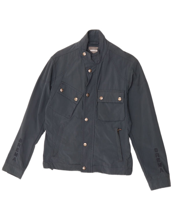 Brema Mens Graphic Utility Jacket IT 48 Medium Navy Blue Polyamide