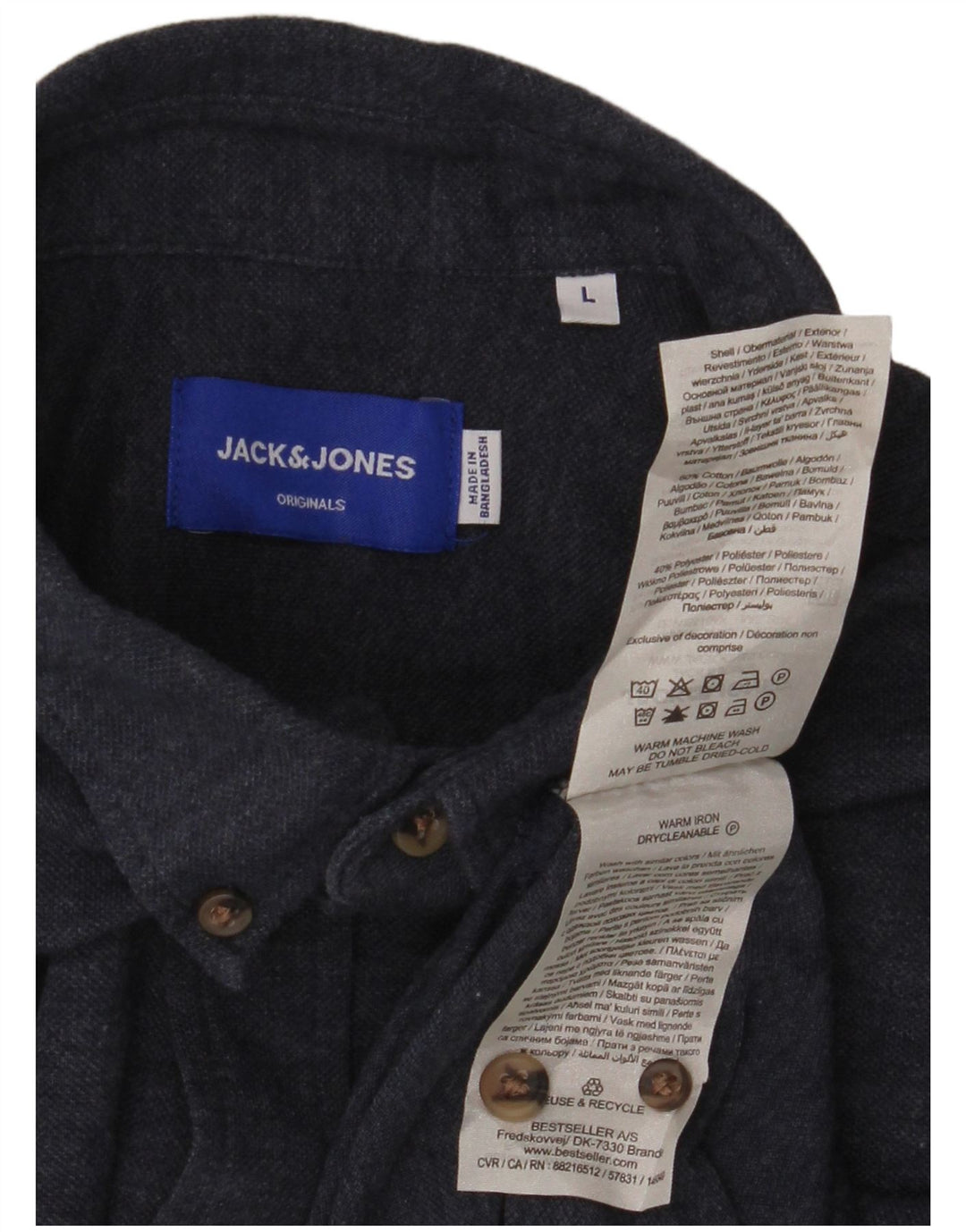 Ανδρικό πουκάμισο Jack & Jones, μεγάλο μπλε βαμβακερό