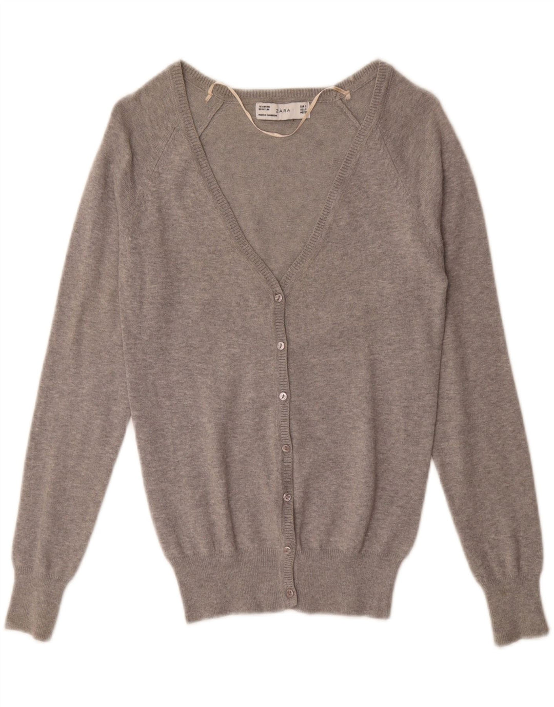 Zara Γυναικεία Ζακέτα UK 10 Small Grey Cotton