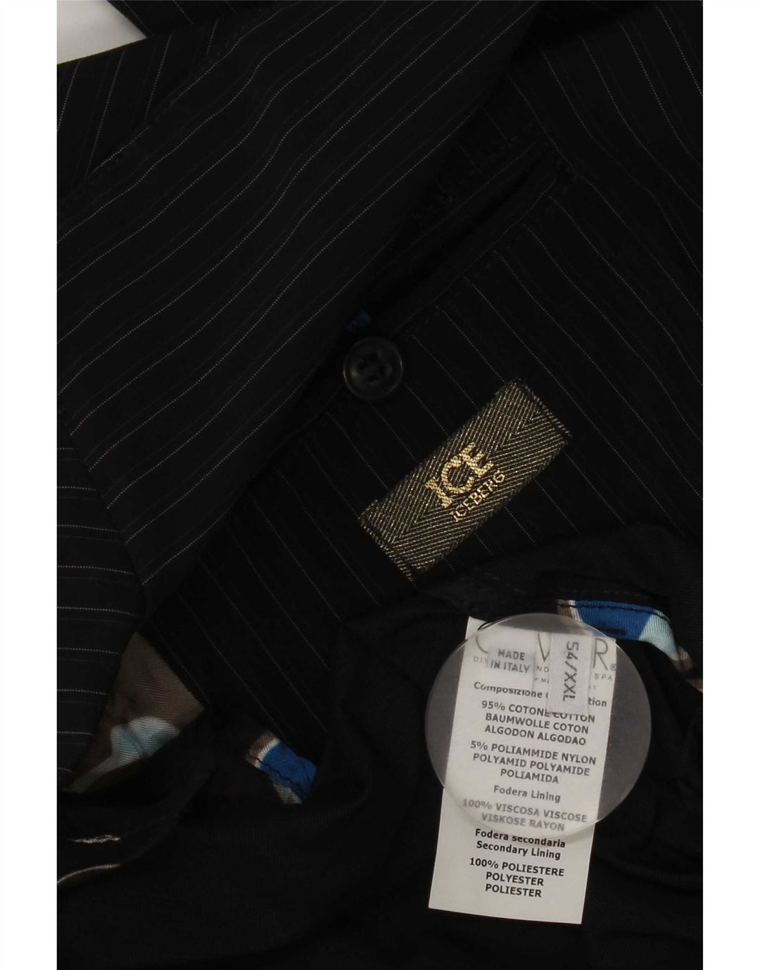 Iceberg Ανδρικό Σακάκι 2 Κουμπιών IT 54 2XL Navy Blue Pinstripe Cotton