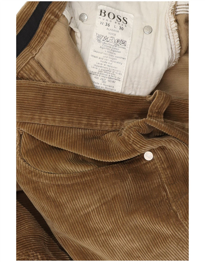 Ανδρικό HUGO BOSS ίσιο κοτλέ παντελόνι Alabama W36 L30 καφέ βαμβακερό