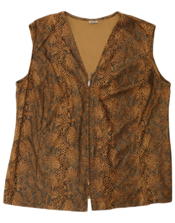 VINTAGE Γυναικείο Gilet UK 18 XL καφέ Animal Print Polyester