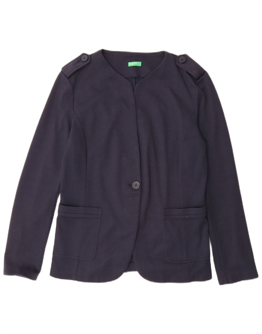Benetton Γυναικείο Μπουφάν 1 Κουμπί 1 Κουμπί Blazer UK 12 Medium Navy Blue