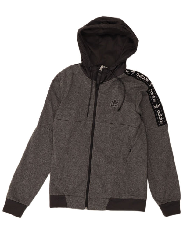 Ανδρικό πουλόβερ με κουκούλα με φερμουάρ Adidas Small Grey Colourblock Πολυεστέρας