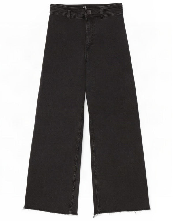 Zara Womens The Marine Straight Wide Leg Jeans EU 36 XS W26 L28 Black