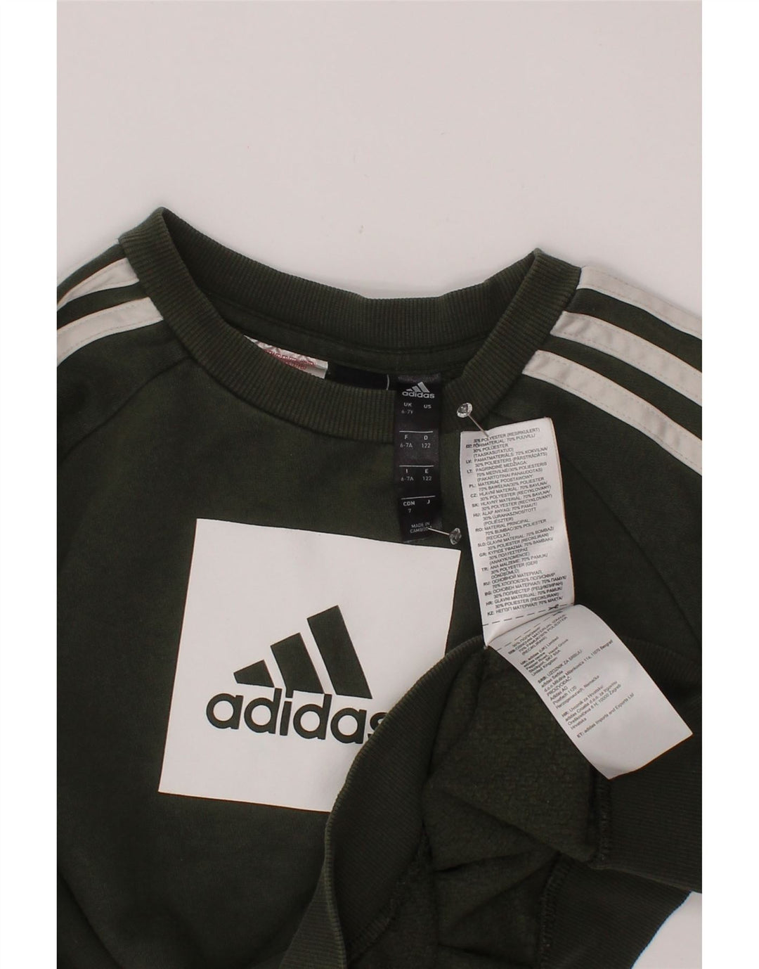 ADIDAS Γραφικό Φούτερ για Αγόρια Jumper 6-7 ετών Χακί βαμβακερό