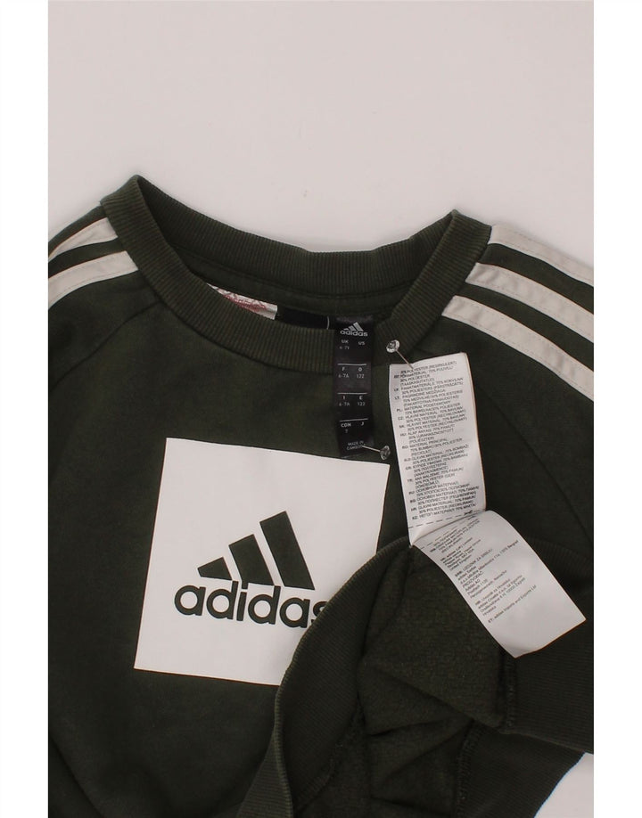 ADIDAS Γραφικό Φούτερ για Αγόρια Jumper 6-7 ετών Χακί βαμβακερό