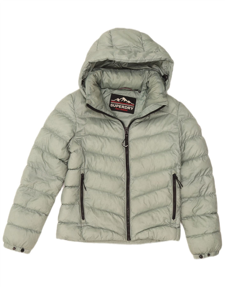 Superdry γυναικείο μπουφάν με κουκούλα με επένδυση UK 12 Μεσαίου πράσινου πολυεστέρα