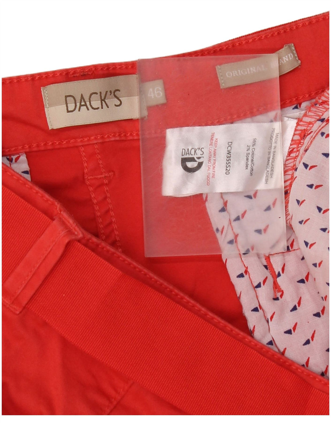 Dack's γυναικείο σορτς Chino με κανονική εφαρμογή IT 46 μεγάλο W34 κόκκινο βαμβακερό