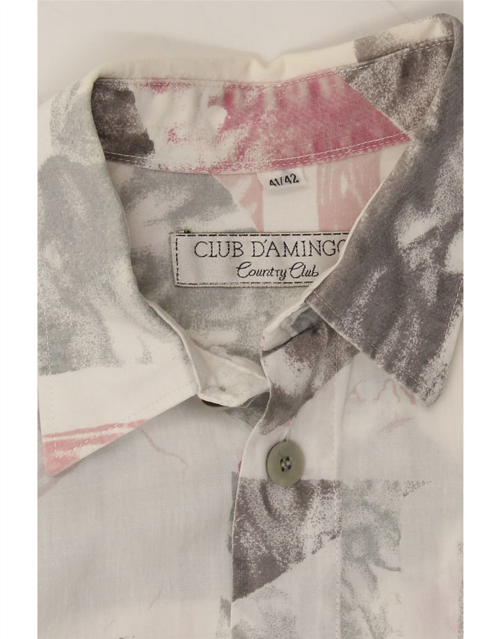 CLUB D'AMINGO Mens Abstract Pattern Shirt Size 41/42 Large White Vintage Club D'Amingo and Second-Hand Club D'Amingo from Messina Hembry 
